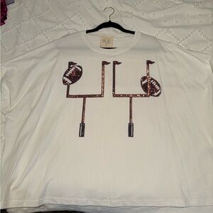 Football Goal Post Short Sleeve sequin Top